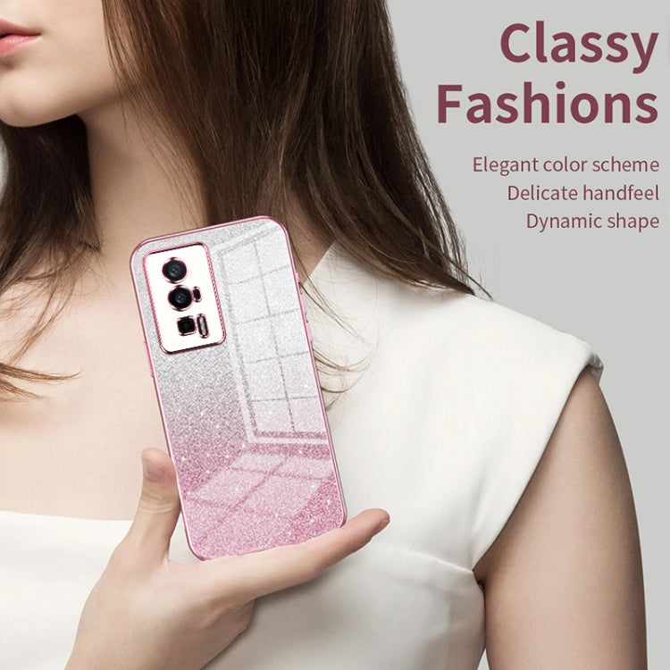 Funda para Xiaomi Civi 5 Pro con purpurina degradada y galvanizada (plateada)