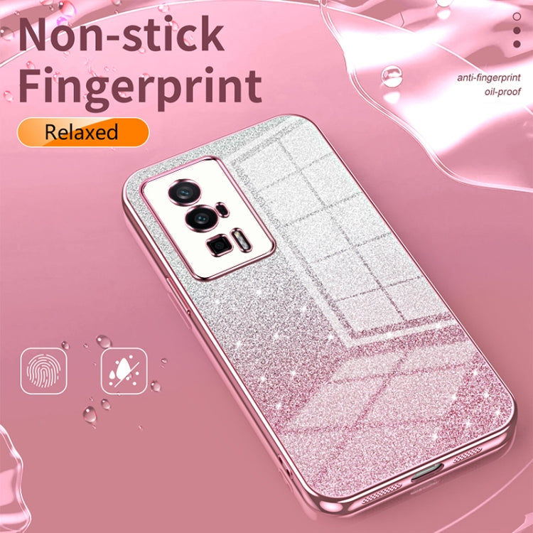 Funda para Xiaomi Civi 5 Pro con purpurina degradada y galvanizada (plateada)