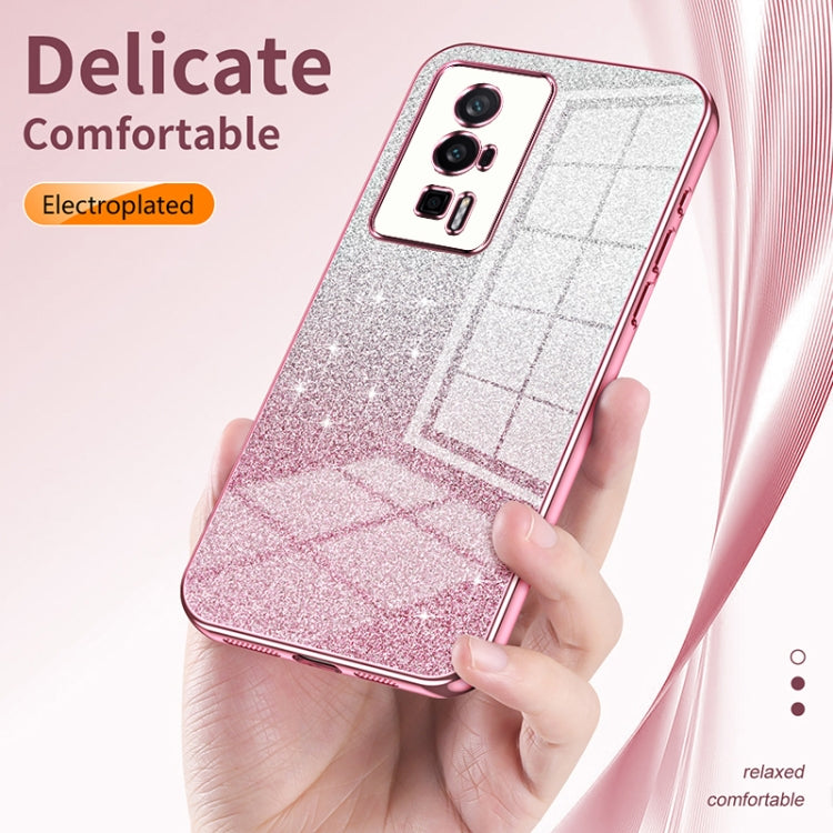 Funda para Xiaomi Civi 5 Pro con purpurina en polvo degradado y galvanizada (transparente)