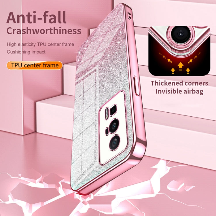 Funda para Xiaomi Civi 5 Pro con purpurina en polvo degradado y galvanizada (negra)