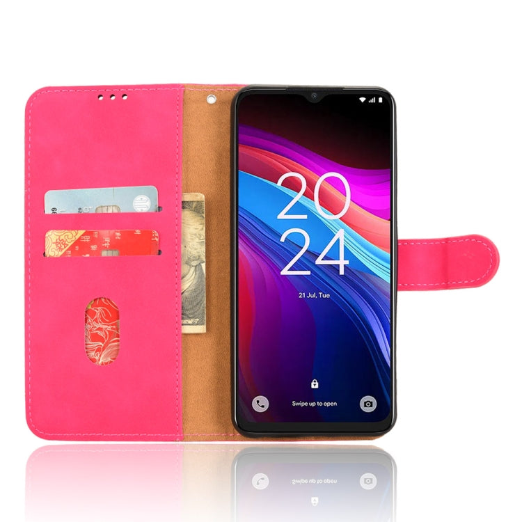 Funda de Cuero con Tapa Magnética para Teléfono TCL 503 Skin Feel (Rosa Rojo)