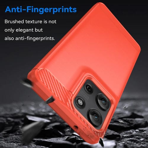 Funda TPU con Textura Cepillada Fibra de Carbono para Motorola Moto G75 5G (Rojo)