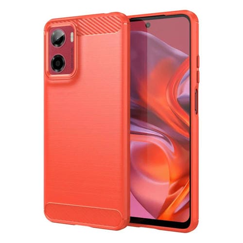 Funda de TPU con Textura Cepillada de Fibra de Carbono para Motorola Moto G05 (Rojo)