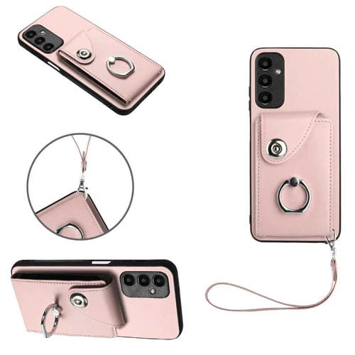 Funda para Teléfono Samsung Galaxy A05S 4G Organ Card Bag Ring Holder con Cordón (Rosa)