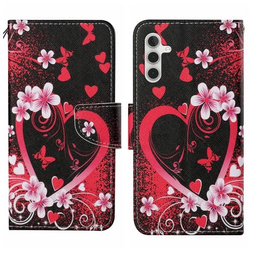 Funda para Samsung Galaxy A05S Cuero Patrón Dibujo Colores (Corazón Rojo)