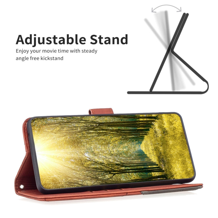 Funda de Cuero con Textura de Rombos y Hebilla Magnética para OnePlus 13 Bf05 (Marrón)