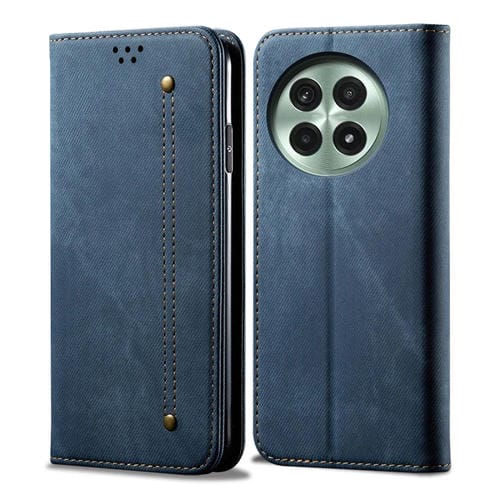 Funda de Cuero con Tapa Horizontal y Textura Vaquera para OnePlus 13 (Azul)
