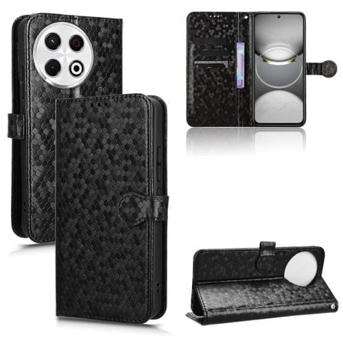 Funda de Cuero para Tecno Spark 30 Pro 4G con Textura de Puntos Panal (Negro)