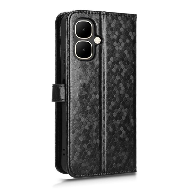 Funda de cuero con textura de panal de abeja para Tecno Pop 10 / Infinix Smart 10 4G (negra)