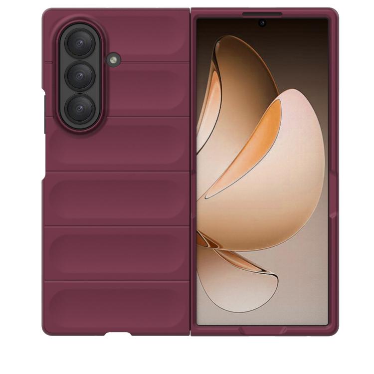 Funda plegable de PC a prueba de golpes para Samsung Galaxy Z Fold7 5G Magic Shield (rojo vino)