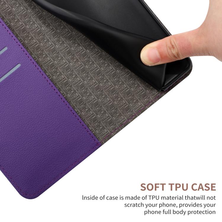 Funda de Cuero para OnePlus 13 con Textura de Cuadrícula Rómbica (Morado)