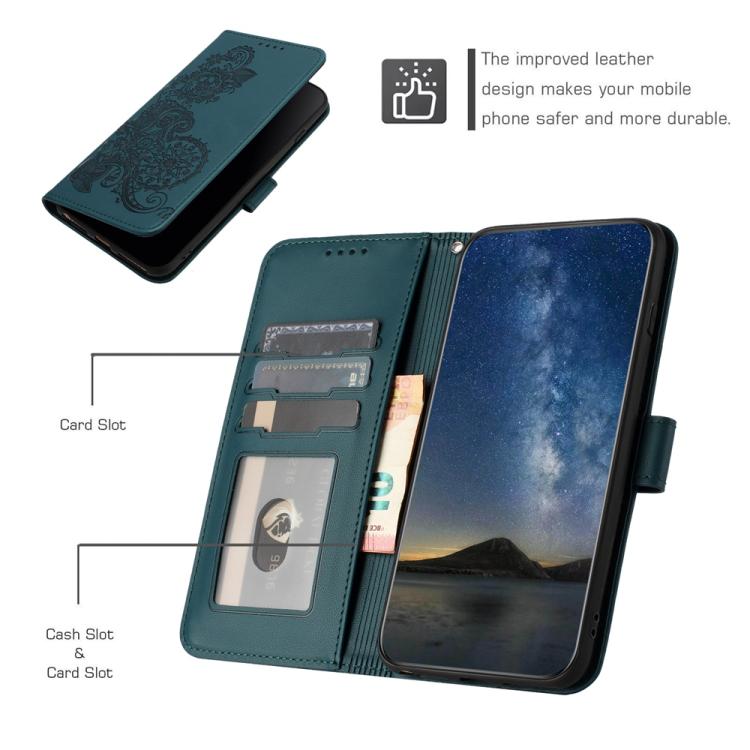 Funda de Cuero con Tapa con Relieve Flor de Datura para Huawei Nova 12 Pro/Nova 12 Ultra (Verde Oscuro)