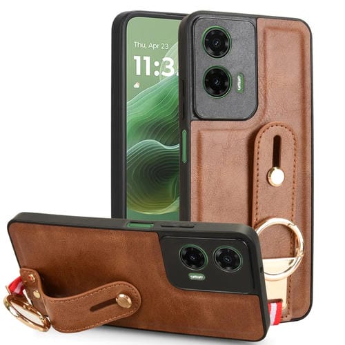 Funda de Cuero con Correa para el Cuello Motorola Moto G35 5G (Marrón)