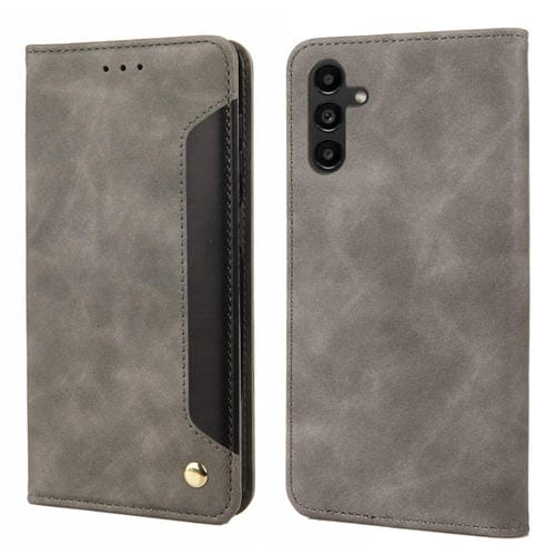 Funda de Cuero Samsung Galaxy A35 Skin Feel Splicing para Teléfono (Gris)