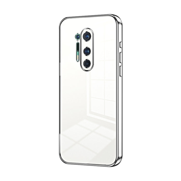 Funda para OnePlus 8 Pro con Orificio Fino y Revestimiento Transparente (Plata)