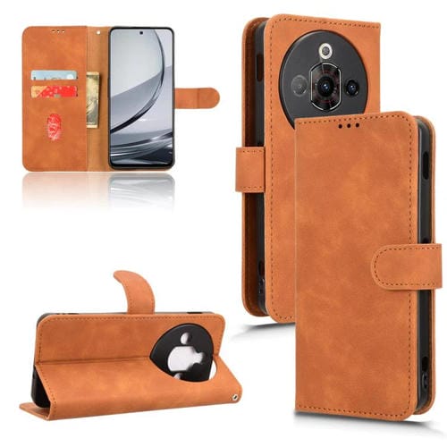 Funda de Cuero con Tapa Magnética para ZTE Nubia Focus Pro (Marrón)