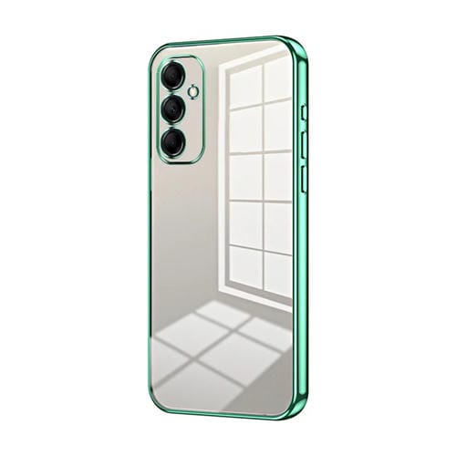 Funda para Teléfono Samsung Galaxy M14 Orificio Fino Revestimiento Transparente (Verde)