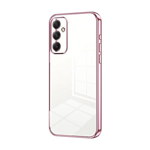 Funda para Teléfono Samsung Galaxy A34 5G Orificio Fino Revestimiento Transparente (Rosa)