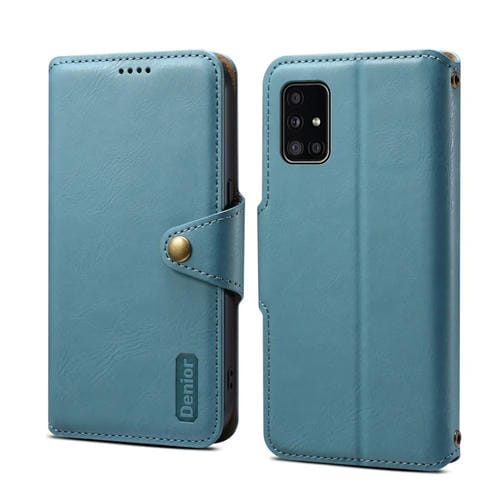 Funda para Teléfono Samsung Galaxy A51 4G Denior Textura Piel de Vaca Estilo Billetera (Azul)