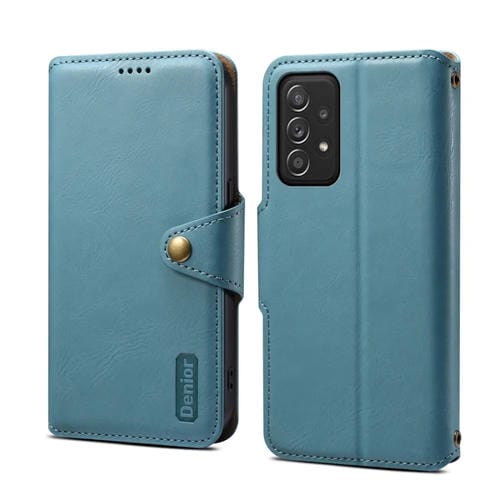 Funda para Teléfono Samsung Galaxy A52 5G Denior Textura de Piel de Vaca Estilo Billetera (Azul)