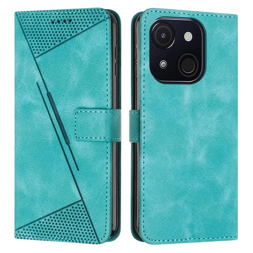 Funda de Cuero Triangular Dream Triangle para Teléfono Itel A50C con Cordón Largo (Verde)