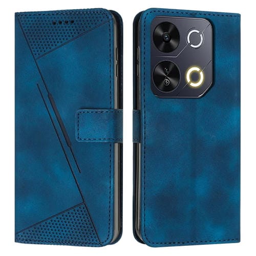 Funda de Cuero Triangular con Cordón Largo para Teléfono Itel P65 Dream (Azul)