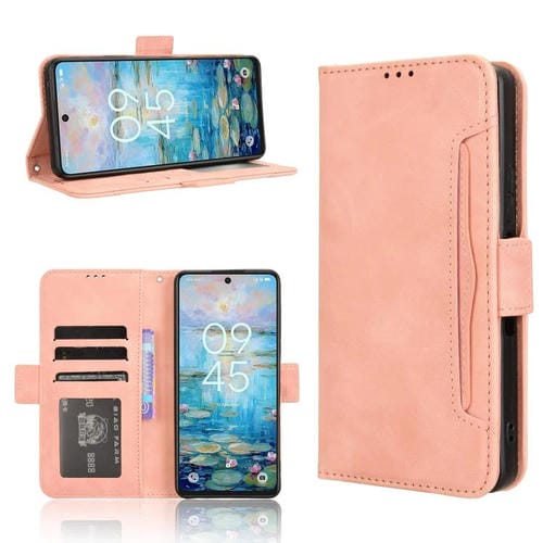 Funda de Cuero para TCL 50 Nxtpaper 5G con Textura de Piel de Becerro y Ranuras para Tarjetas (Rosa)