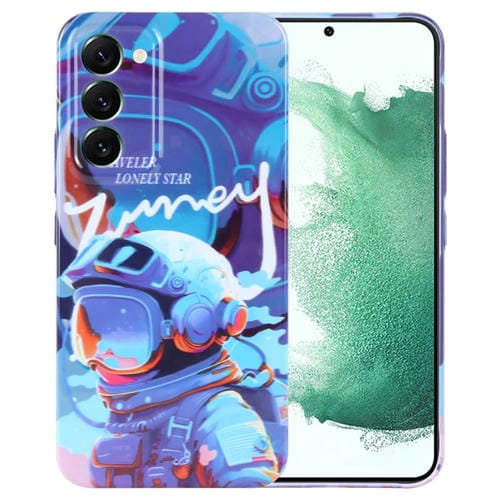 Estuche para Teléfono Samsung Galaxy S22+ 5G con Orificio Preciso PC Patrón Astronauta de Pintura (Azul)
