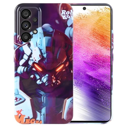Funda para Teléfono Samsung Galaxy A73 5G PC con Orificio Preciso y Patrón Pintado (Robot Naranja)