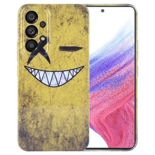 Estuche para Teléfono Samsung Galaxy A53 5G con Orificio Preciso para PC (Fondo Amarillo Sonriente)