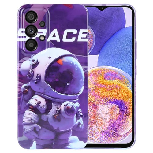 Estuche para Teléfono Samsung Galaxy A23 con Orificio Preciso para PC con Patrón Pintado (Astronauta Púrpura)