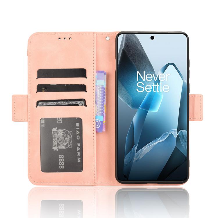 Funda de Piel Textura Becerro con Ranuras para Tarjetas para OnePlus 13 5G (Rosa)