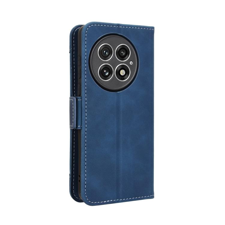 Funda de Piel Textura Becerro con Ranuras para Tarjetas para OnePlus 13 5G (Azul)