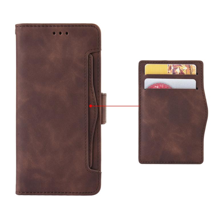 Funda de Piel con Textura de Becerro y Ranuras para Tarjetas para OnePlus Ace 5 5G / 5 Pro 5G / 13R 5G (Marrón)