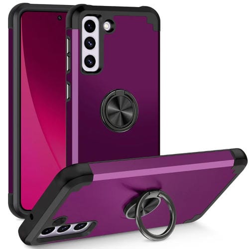 Funda para Samsung Galaxy S21 FE 5G L2 Magnética con Soporte de Anillo Giratorio (Púrpura Oscuro)