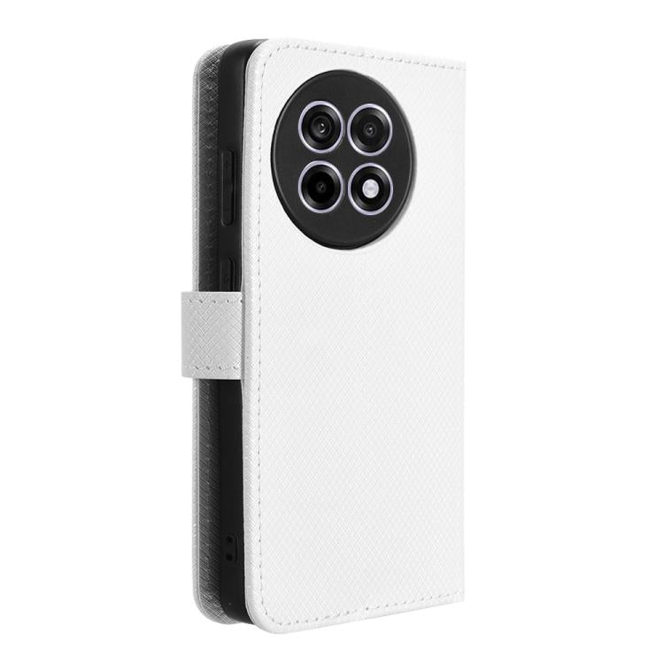 Funda de Cuero con Textura de Diamante para OnePlus Ace 5 5G / 5 Pro 5G / 13R 5G (Blanca)