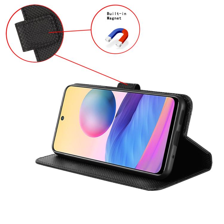 Funda de Cuero con Textura de Diamante para OnePlus Ace 5 5G / 5 Pro 5G / 13R 5G (Negra)