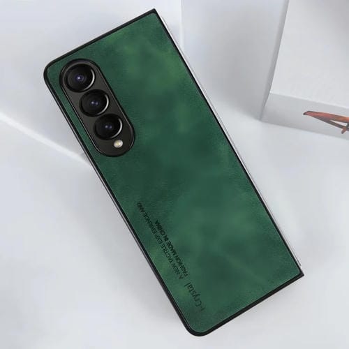 Funda para Teléfono Samsung Galaxy Z Fold3 5G I.Crystal Lambskin para Teléfono Plegable (Verde)
