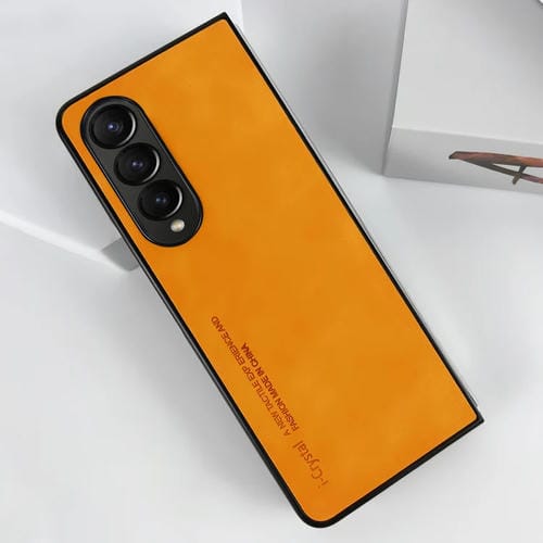 Funda para Teléfono Samsung Galaxy Z Fold3 5G I.Crystal Lambskin Plegable (Naranja)
