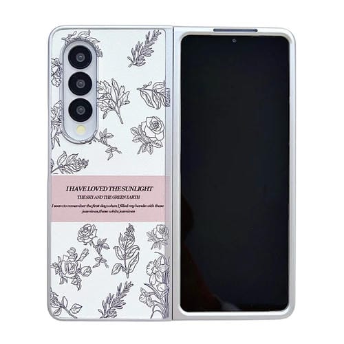 Estuche para teléfono Samsung Galaxy Z Fold5 5G con PC Pintura Nacarada (Flor de Bosquejo)