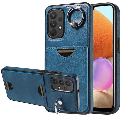 Funda para Teléfono Samsung Galaxy A32 4G con Soporte para Anillo y Ranura para Tarjeta (Azul)