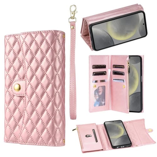 Estuche para teléfono Samsung Galaxy S20 con billetera múltiple y cremallera (Oro Rosa)