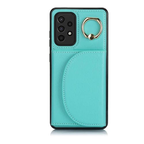 Funda para Samsung Galaxy A72 4G y 5G Ym007 con Soporte para Anillo y Tarjeta Sensación de Piel (Verde)