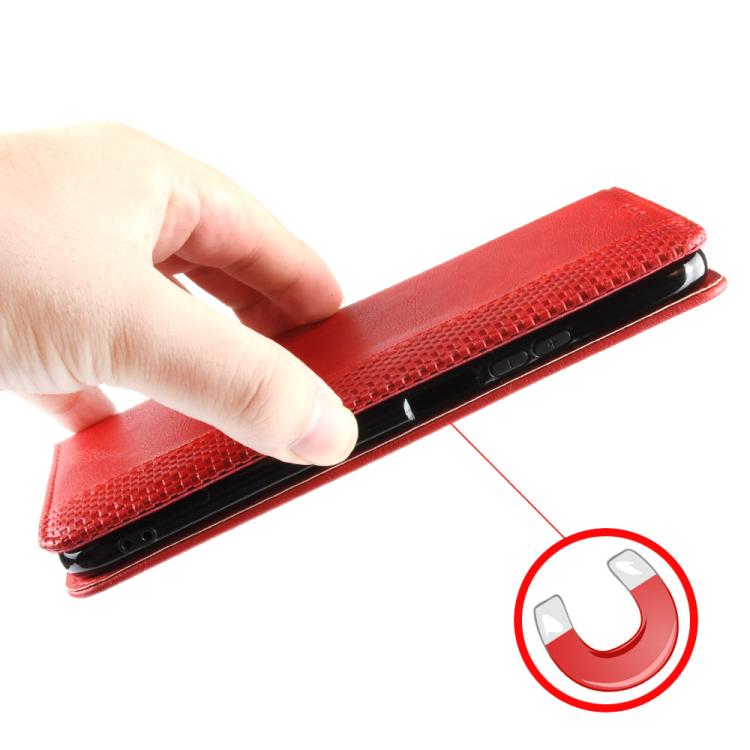 Funda Cuero Cricket Icon 6 Textura Retro Hebilla Magnética (Roja)