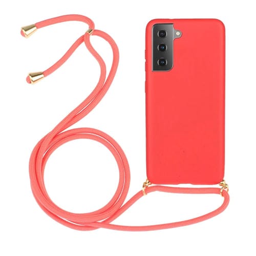 Funda para Teléfono Samsung Galaxy A05S Material de Paja de Trigo TPU con Cordón (Rojo)