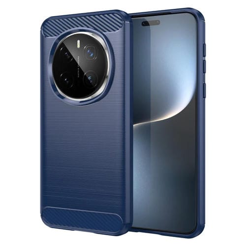 Funda de TPU para Honor Magic7 Pro con Textura Cepillada de Fibra de Carbono (Azul)