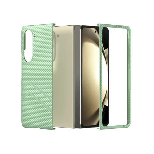 Estuche para Teléfono Samsung Galaxy Z Fold5 PC a Prueba de Golpes con Pintura de Diamante y Textura Esmerilada (Verde Claro)