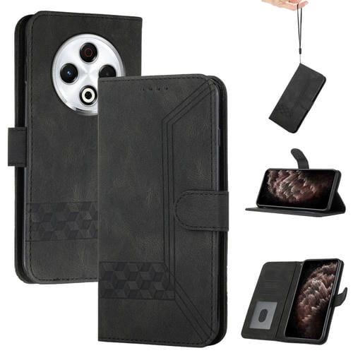 Funda de Cuero con Tapa para Tecno Spark 30 4G con Tacto de Piel Cúbica (Negra)