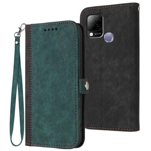 Funda de Cuero con Correa y Hebilla para Infinix Hot 10T/Hot 10S (Verde Oscuro)