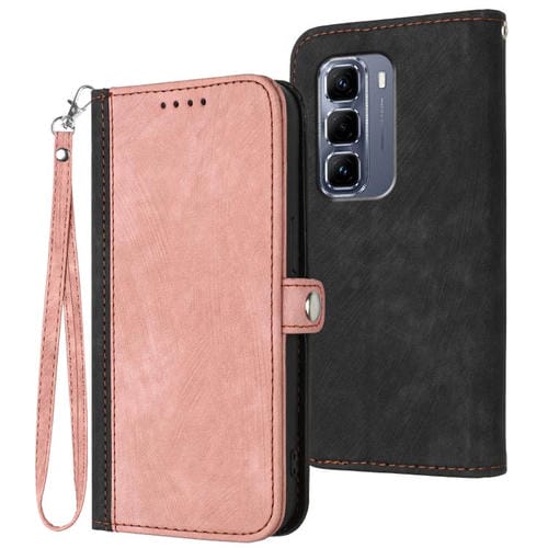 Funda de Cuero para Infinix Hot 50 Pro 4G con Correa y Hebilla Doble Plegable (Rosa)